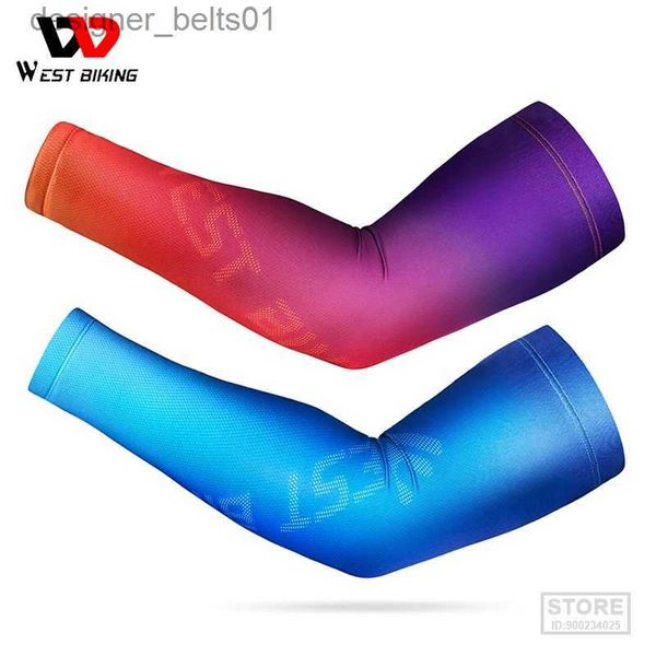 WEST BIKING Dégradé Couleur Bras Manches Été Cool Anti-UV Hommes Femmes Fitness Pêche Basket-Ball Élastique Glace Soie Crème Solaire ManchesL231216