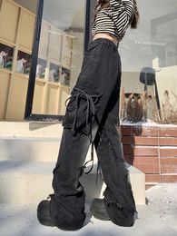 Slergiri américain rétro étoile point gland Cargo jean femmes haute rue Hip Hop Baggy Y2K jambe droite Denim pantalon Streetwear 240307
