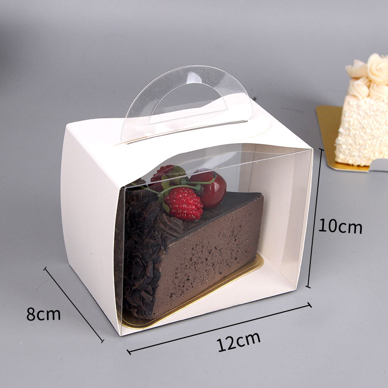 Slice Kleine Gebäck-Kuchen-Backbox mit Griff, Käse-Mousse-Kuchenboxen, tragbare transparente Dessert-Verpackungsbox für Party
