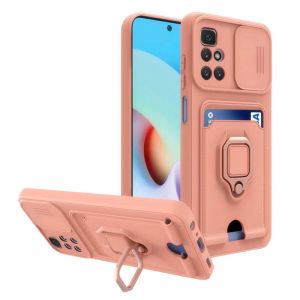 Caso de teléfono del anillo de tarjeta de cámara diapositiva para Xiaomi Poco M3 X3 NFC C3 11 Lite Redmi Note 11 10 9 Pro Max 9S 9T 9C Magnético Kickstand Slim Soft Flexible TPU Shock Provel