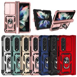 Slide Camera Designer Capas de telefone celular para Samsung Galaxy Z Flip Fold 3 4 5 Armadura à prova de choque magnético Kickstand Phone Case Shell