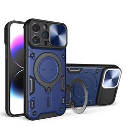 Slide Camera Lens Case Voor iPhone 11 12 13 14 15 Plus 14 Pro Max Militaire Kwaliteit Bumpers Armor Ring val shock bescherming Cover 1PC