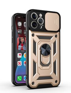 Slide Camera Lens Telefoon Gevallen voor iPhone 13 PRO MAX 12 11 XR 8 Plus SE Military Grade Armor Metal Bracket Schokbestendig Cover