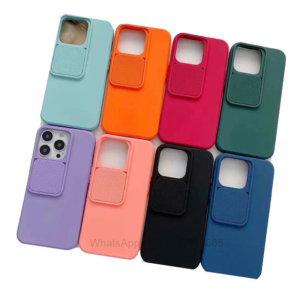 Faites glisser les étuis de protection d'objectif de caméra pour iPhone 13 Pro Max iPhone13 12 mini 11 XR XS X 8 7 6 Plus Soft TPU Silicone CamShield Sliding Fashion