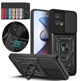 Militaire Grade Armor Robuuste Cases Ring Stand Slide Camera Lens Bescherming Voor MOTO G22 G32 G52 G62 G72 G13 G53 g73 E13 G71 G51 G41 G31 Edge 20 30 Pro G Pure Play Stylus 5G