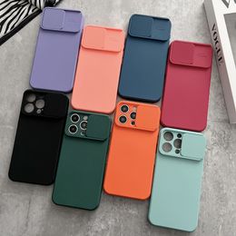 Slide Camera Lens Protection Soft TPU Cases pour iPhone 15 Plus Pro Max IPhone15 Silicone CamShield Coulissant Mode Téléphone Mobile Back Gel Skin Cover
