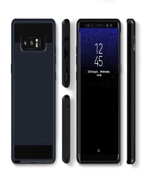 Funda para teléfono con ranura para tarjeta deslizante para Samsung Galaxy S8 S9 Plus S7 S6 Edge Note 8, carcasa trasera de silicona TPU de plástico híbrido Cover6622688