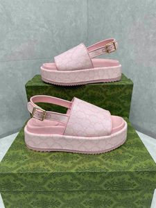 Slide Designer Women G Canvas Sandalen Heren Slippers slippers Luxe platte dikke bodem bodden borduurgrenzen Grens Platform Sandaal 35-44 Pink