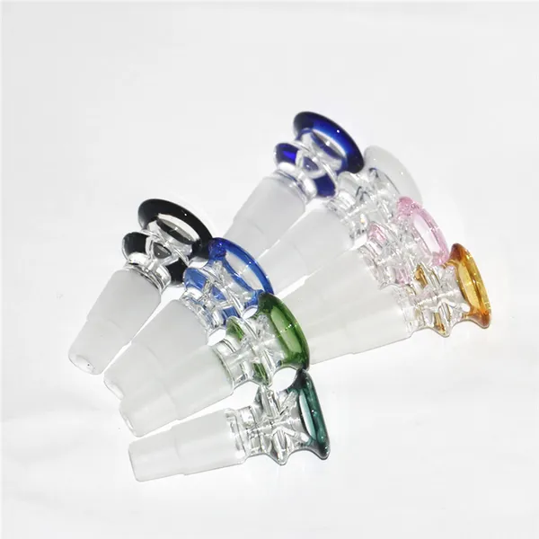 Slide Glass Bowls Tazón de filtro de copo de nieve Accesorios para fumar con mango de pantalla 14 mm 18 mm macho 2 en 1 tazón para pipa de agua Hookahs