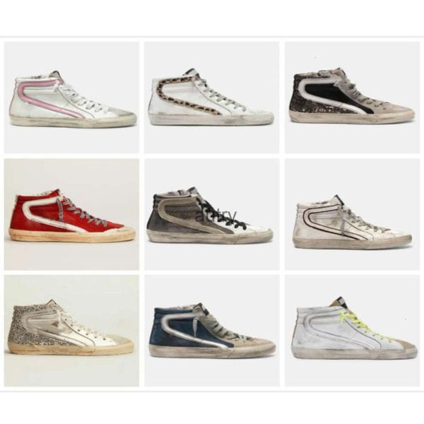 Slide High Top Shoe Italie Brand Fashion Fashion Femmes baskets Luxury Trainers Sequin Classic White Doold Dirty Men Sneaker