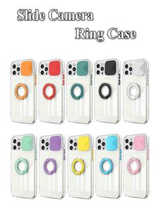 Slide Window Clear Soft TPU Schokbestendige Ring Telefoon Gevallen voor iPhone 13 12 11 PRO MAX XR XS X MINI 6S 7G 8 PLUS