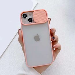 Protector de lente deslizante fundas de teléfono transparentes para iphone 14 Plus 13 12 11 Pro X XR XS Max 8 7 SE2020 funda transparente a prueba de golpes anticaída