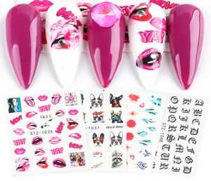 Schuifstickers nagel kunst bloem aquarel sexy lippen brief water stickers tips dieren diy deocratie nagel wraps jistz1034104917935635