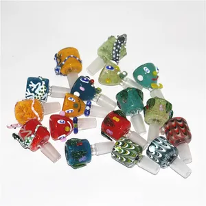 Dia's 14,4 mm Hookahs mannelijke import kleur gemaakt kleurrijke decoratieve glazen ambachtelijke kom voor waterpijpen rookkommen rookkommen