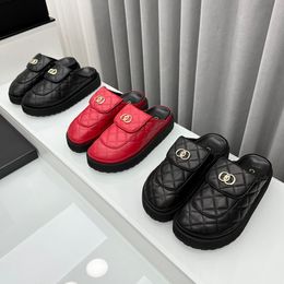 Slippers designer gedrukt kanaal baotou platte sandalen Muilezels letters argyle pantoffels luxe modemerk damessandalen echt leer flip flop casual schoenen heren