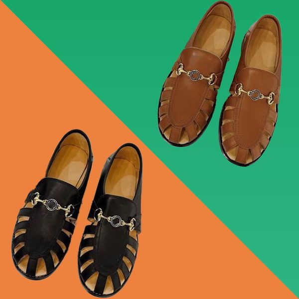 Slides Designer Slides Sandales marron Chaussures plates de créateurs célèbres Sandales Desinateur noires Chaussures en cuir épais Casual Confortable Plat Marron