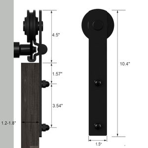 Kit de hardware de puerta de granero deslizante de servicio pesado suave y silenciosamente fácil de instalar panel de una sola puerta de ajuste negro en forma de i3
