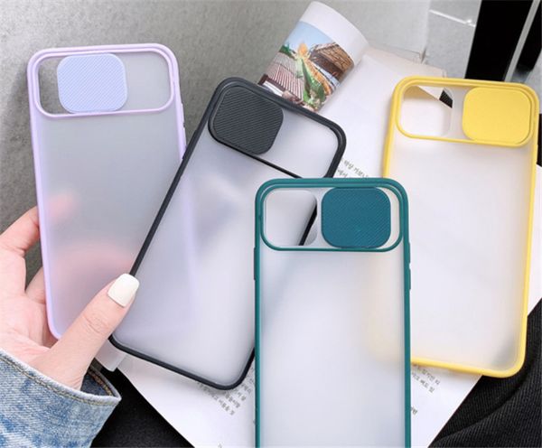 Protection de caméra de porte coulissante Coque rigide en plastique semi-transparent pour iPhone 11 Pro Max SE XR XS Max 6 7 8 Plus Pousser la fenêtre