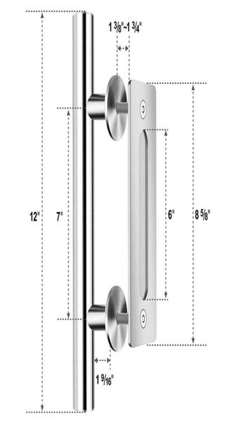 Envío gratuito Cobertizos para puertas corredizas Manija de puerta corrediza de granero de acero inoxidable 304 Manija de puerta de madera Manijas de puerta para puertas interiores Handle2911181