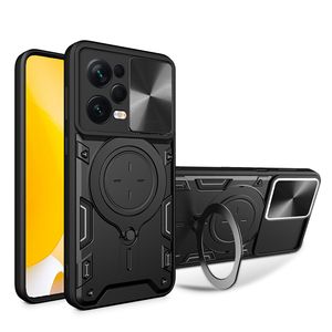 Glijdende lenshoes mobiele telefoon hoesjes voor Redmi A1 A2 Note 9 10 11 12 Pro Max 9T 10 10C 10A 11A Hybride PC TPU Valbestendig Kickstand Designer Telefoonhoesje