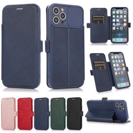 Cajas de teléfono con ventana deslizante para iPhone 13 Pro Max 12 Mini 11 XR X 8 Plus Samsung S20 S21 Ultra Note 20 A11 A12 A21S A31 A32 A51 A71 A52 A72 Cubierta de protección de lente