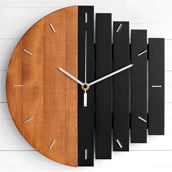 Slient – horloge murale en bois Xylophone, Design moderne, Vintage, rustique, minable, montre artistique silencieuse, décoration de la maison, 264c