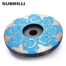 Slijpstenen SUBRILLI 4 "Diamant Slijpbeker Wiel Hars Gevuld Turbo Slijpen Schuurgereedschap Voor Graniet Marmer Beton M14 5/8" 11 Draad