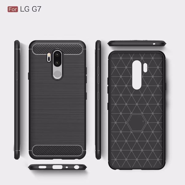 Funda de TPU cepillado Slim Armor para LG Q6 Q7 Q8 G7 ThinQ V30 V40 G7 PLUS Q Stylus textura de fibra de carbono 350PC