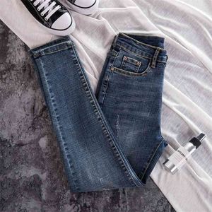 Slim Blue Skinny Jeans pour femmes taille haute femme denim crayon pantalon stretch dames plus taille 210809