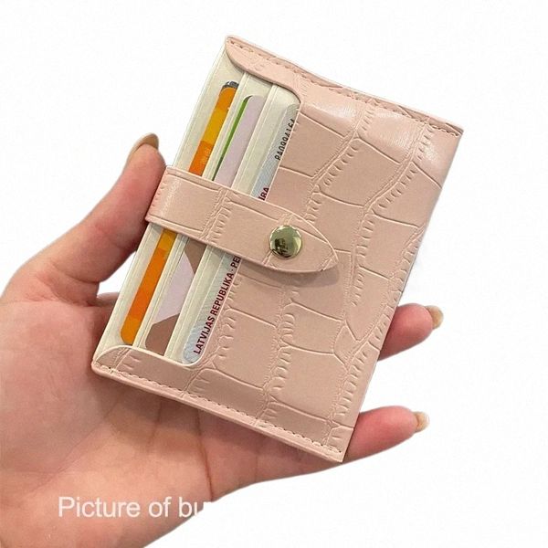 Slim Card Holder en cuir Busin Card Habet Dames Hasp Small Coin Purse Portefeuille pour femmes Credit ID Carte Card Embrayage Femme Y6ZM #