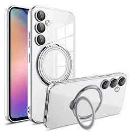 Slim Fit 360° Ring Holder Antichoc Phone clear Case Kickstand Magnetic Car Mount Supported Protective Cover for Samsung Galaxy A14 5G, A54 5G, A34, A24 Cases S20 FE