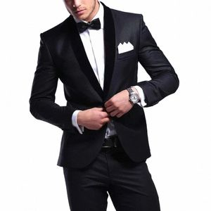 Costume deux pièces noir pour hommes, coupe slim, veste + pantalon, nouveau, beau, fiable, ensemble formel pour fête de mariage, 546Y #