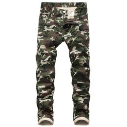 Slim Fit Camo Hommes Jeans Armée Vert Camouflage Skinny Denim Stretch Pantalon Mens Biker Jeans Streetwear pour hommes Calca Masculina, 1553 210320