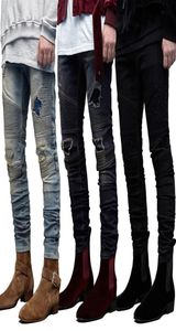 Slim Fit GD Biker Jeans Mens Ripped Draped Designer Holes Crayon Pantalon Pantalones8370942