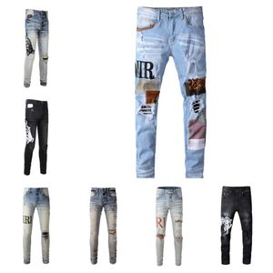slim fit jeans jeans voor heren designer jeans verontruste katoenen borduurwerk jeans designer skinny broek mannen vrouwen skinny panterprint lange hip hop kleding l5