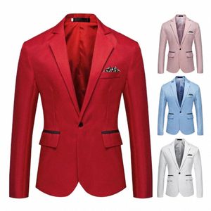 Slim Fit Hombres Chaqueta Hombres Traje Abrigo Elegante Hombres Formal Busin Boda Prom Blazers Chaquetas Solo Butt Solapa Traje Chaqueta K3pK #