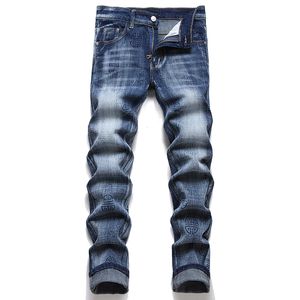 Slanke fit heren stretchy skinny jeans 2022 herfst casual katoenen denim broek nieuwe straatblauwe print broek mid-taist pantalones