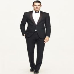 Slim Fit Morning Mens Wedding Suits 2015 One Button Shawl Rapel Black bruidegom Tuxedos Custom Made Formal Prom Suits Jacket Pants Bower Tie 264F