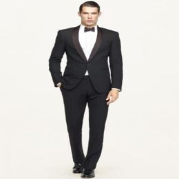 Slim Fit Morning Mens Wedding Suits 2015 One Button Shawl Rapel Black bruidegom Tuxedos Custom Made Formal Prom Suits Jacket Pants Bower Tie 256Z