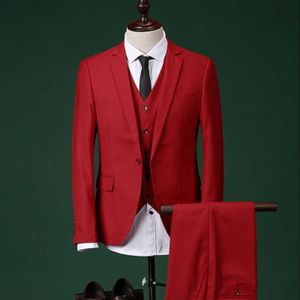 Slim fit Rouge Hommes Costumes pour Prom Stage 3 pièces De Mariage Smoking avec Pantalon Personnalisé Mâle Mode Garçons D'honneur Veste Gilet 2020 X0909
