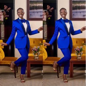 Slim Fit Royal Blue Women Wedding Tuxedos Custom Made Blazer Sets 2 stuks voor Guest Wear Mother of the Bride Pants Suits