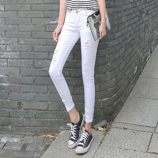 Slim Fit Skinny Jeans Mujer White Ripped Jeans petite Curvy Distressed Stretch Skinny Jeans Destroyer Push Up Denim Pencil Teen 201030