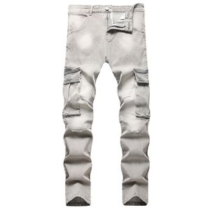 Slim Fit Sket Side Pocket's Jeans's Street Street Denim Cargo Pantal