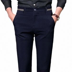 Slim Fit Stretch Dr Pants para hombres N-Iring Office Pants Primavera y verano Thin Wedding Busin Traje Pantalones Negro Azul O09k #