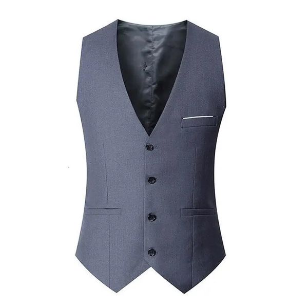 Slim Fit costume gilets pour hommes noir gris bleu marine affaires décontracté Homme Gilet simple boutonnage Gilet Homme veste formelle 240228