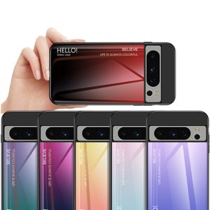 Coques de téléphone en verre trempé de couleur dégradé mince pour Google Pixel 8 Pro 7 6A 5A 5 XL 4A 4 XL 3A 3XL couverture arrière rigide Conque