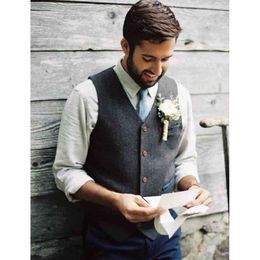 Gilet à chevrons en laine Tweed coupe ajustée pour marié, gilet de costume Design à la mode pour hommes