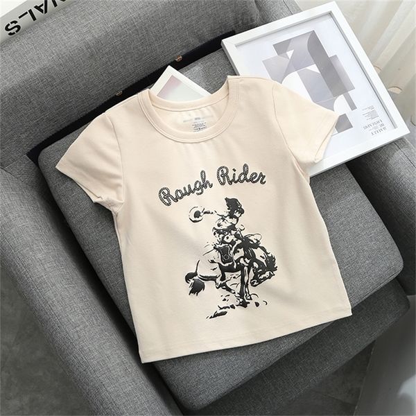 Slim Girls Casual Coton T-shirts Summer Mode Dames Soft Bomb Tops Streetwear Femme Chic Tops Femmes Mignon 210311