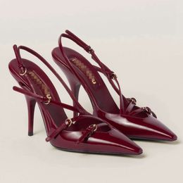 Baotou – chaussures à talons fins avec petite tête carrée, sandales à talons hauts, rouge vin, chaussures à talons hauts à la mode et élégantes