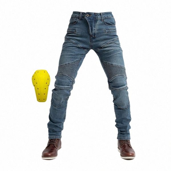 Jeans slim Hommes Pantalons de moto avec équipement de protection Jeans en denim décontractés Pantalon de cyclisme pour hommes Printemps Automne Bleu Pantalon noir Nouveau 34ps #